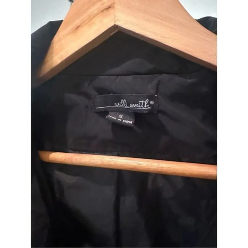 Willi Smith Button Down Zip Jacket Size Small Bla… - image 2